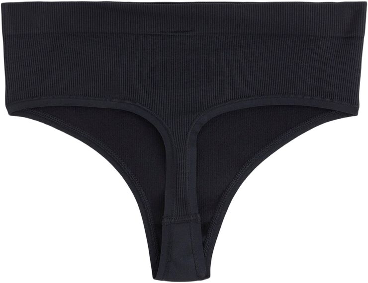 Ribbade string utan sömmar med hög midja