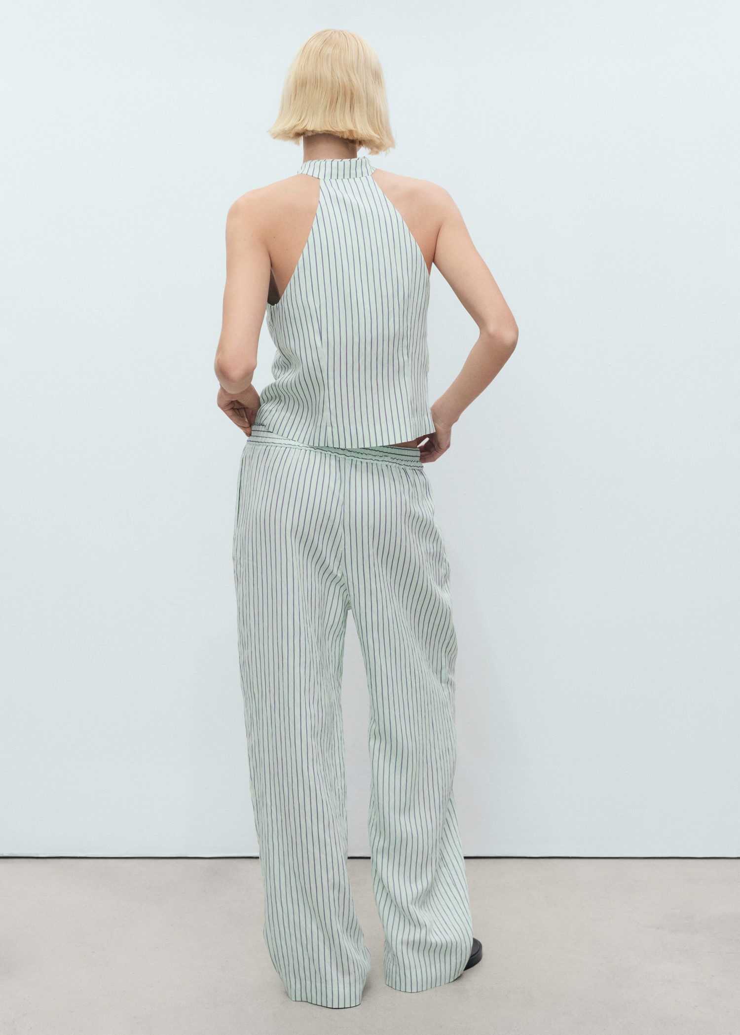 Low-rise striped pants