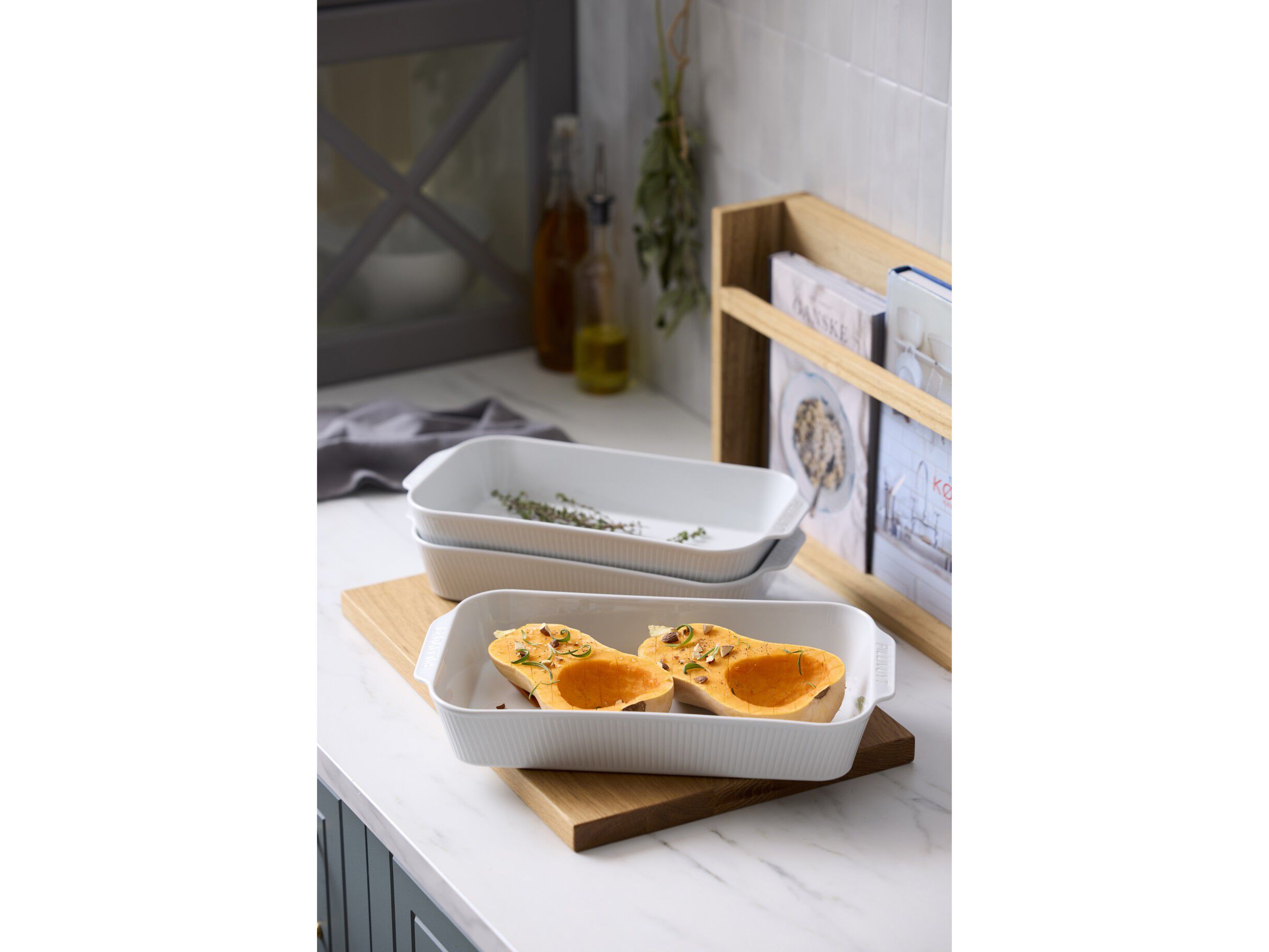 Fat djupt Pliss&eacute; 38 x 21 x 6 cm Vit