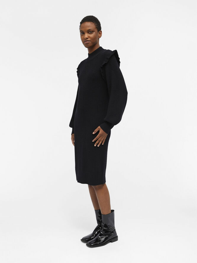 OBJMALENA L/S RUFFLE KNIT DRESS NOO