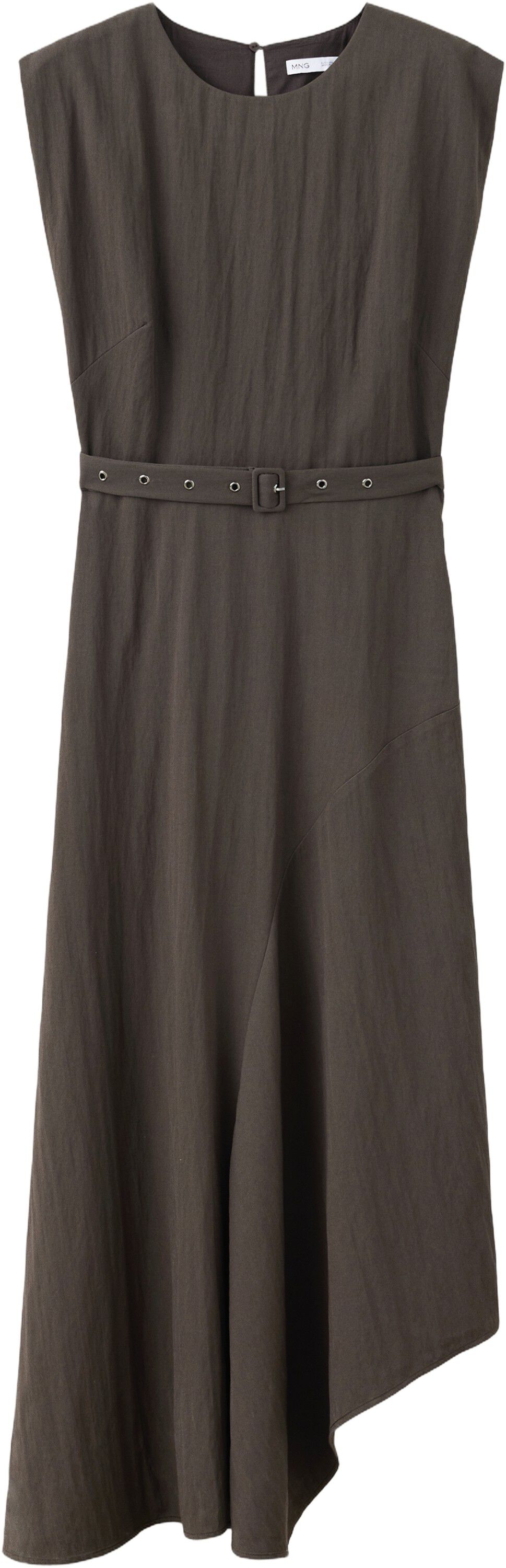 Asymmetrical dress with belt