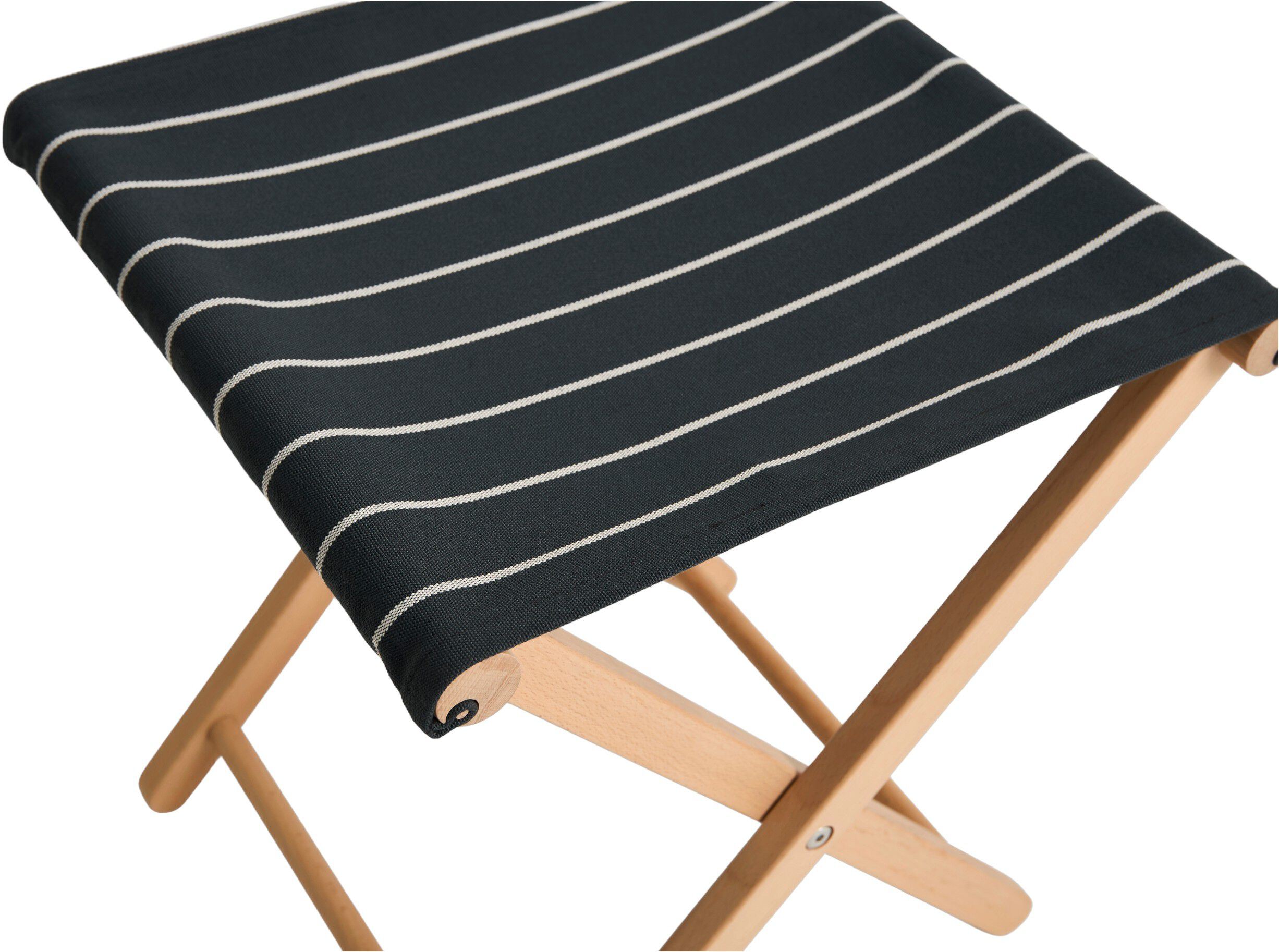 Outdoor Market Folding Stool - Black with beige stripe -