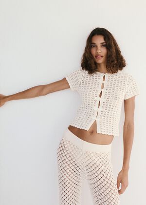 Open-knit toggle cardigan