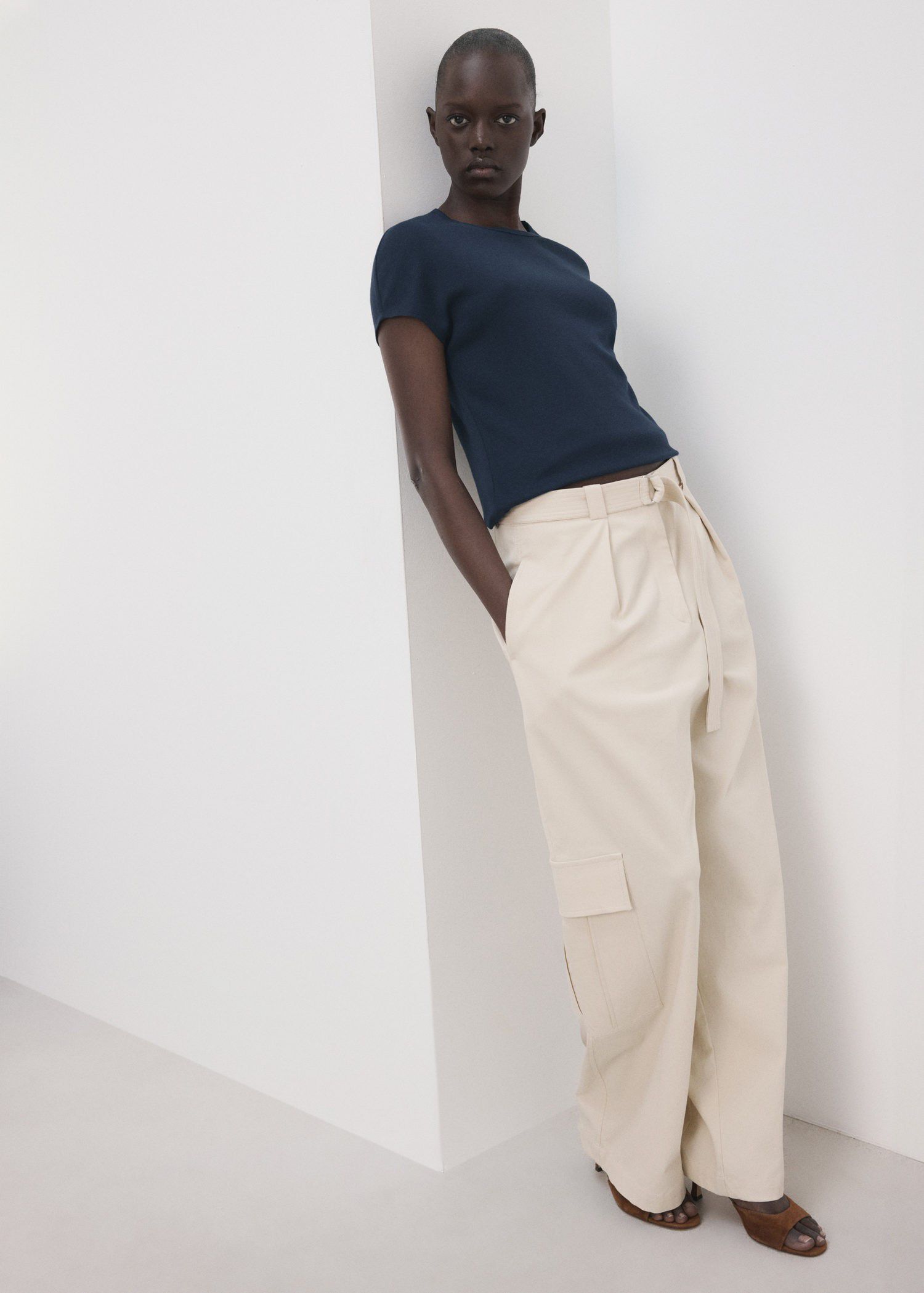 Short-sleeved cotton-blend t-shirt