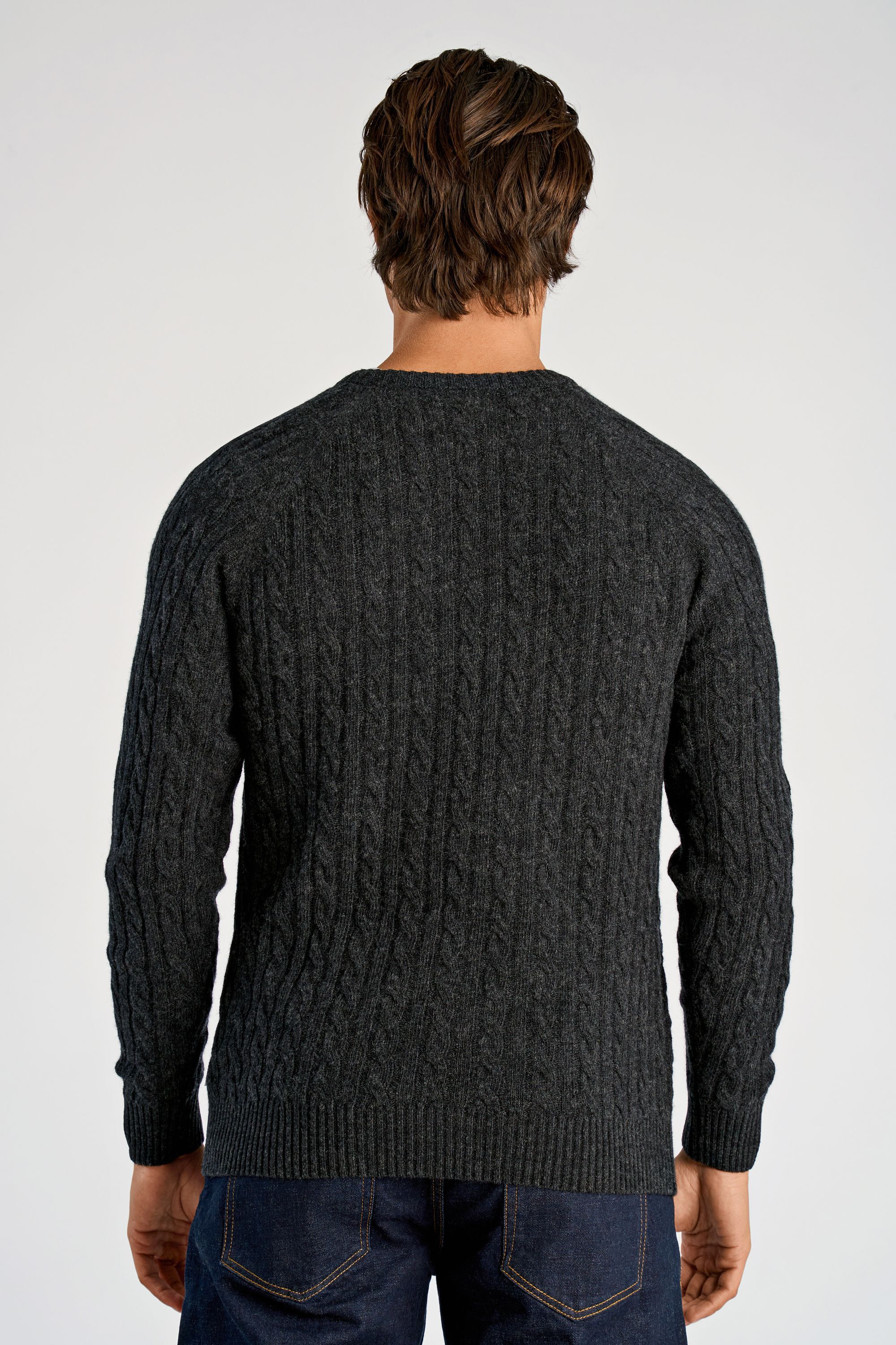 Lambswool raglan cable o-neck
