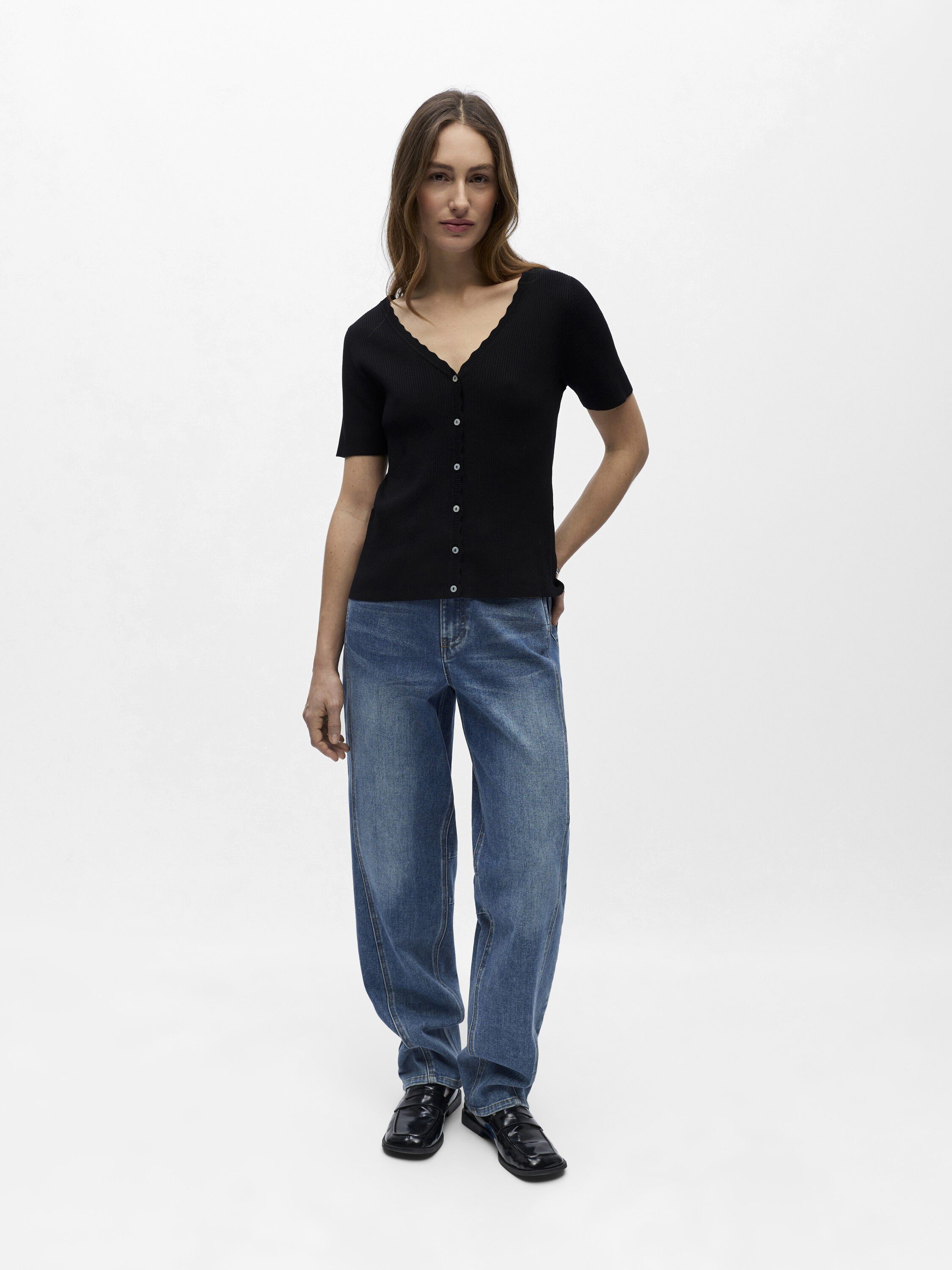 Objkelly S/S Re V-Neck Cardigan Noos