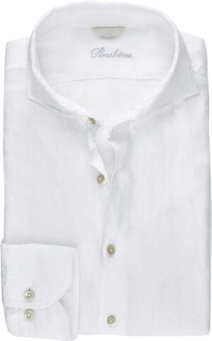 White Fitted Body Linen Shirt