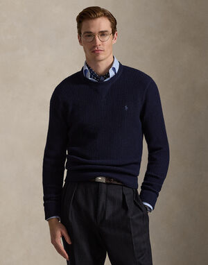 Waffle-Knit Wool-Cotton Sweater