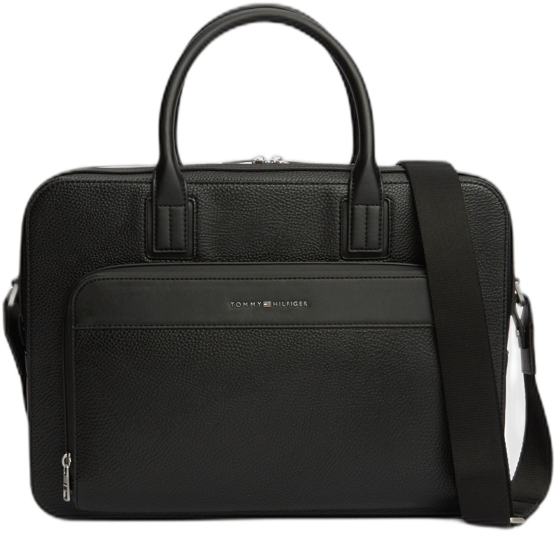 Metal Logo Textured Slim Laptop Bag