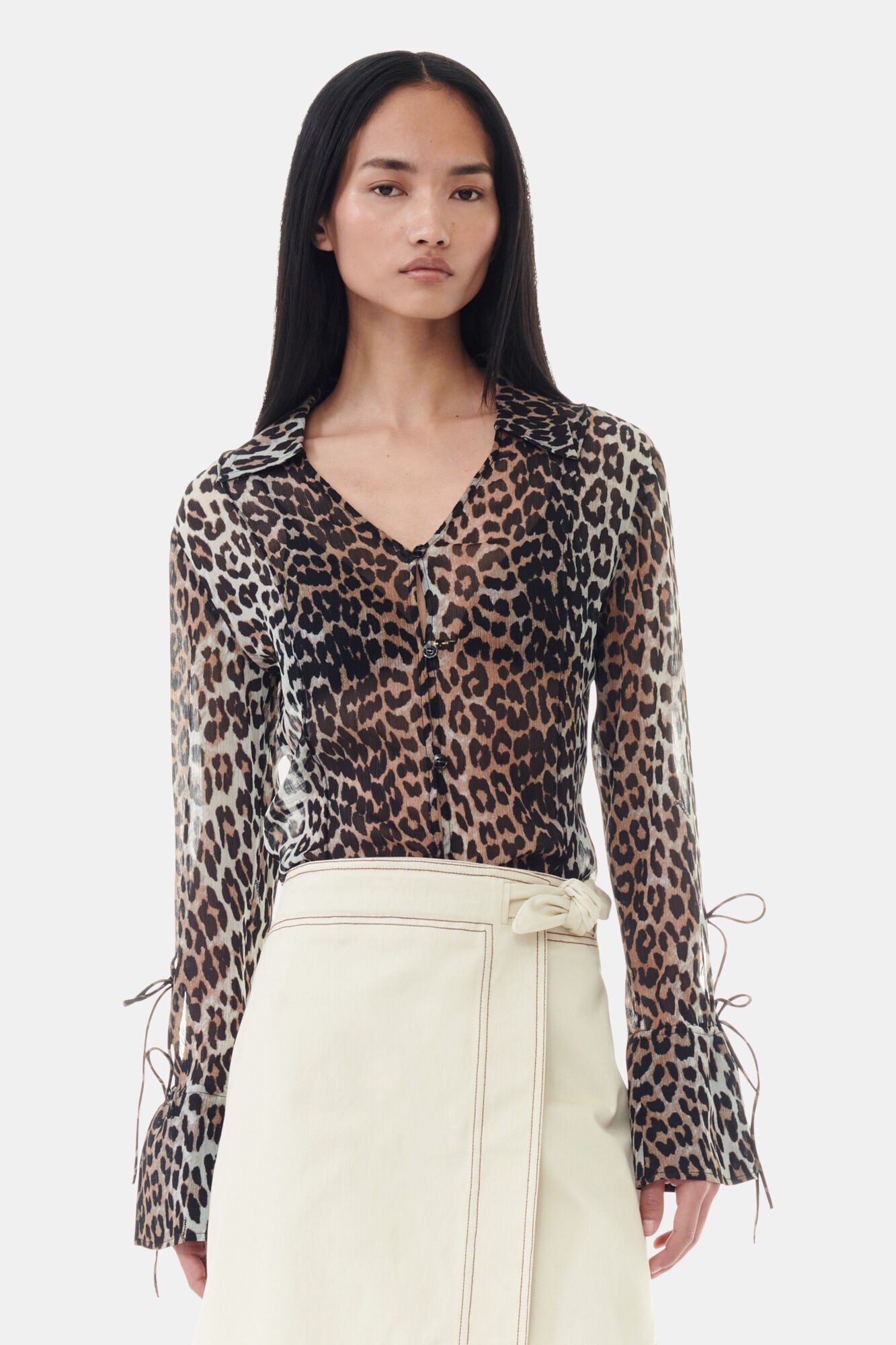 Printed Chiffon Slim Shirt