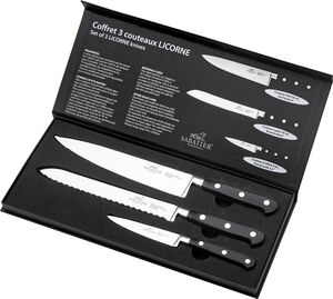 Knivset Licorne 3 delar Stål/Svart