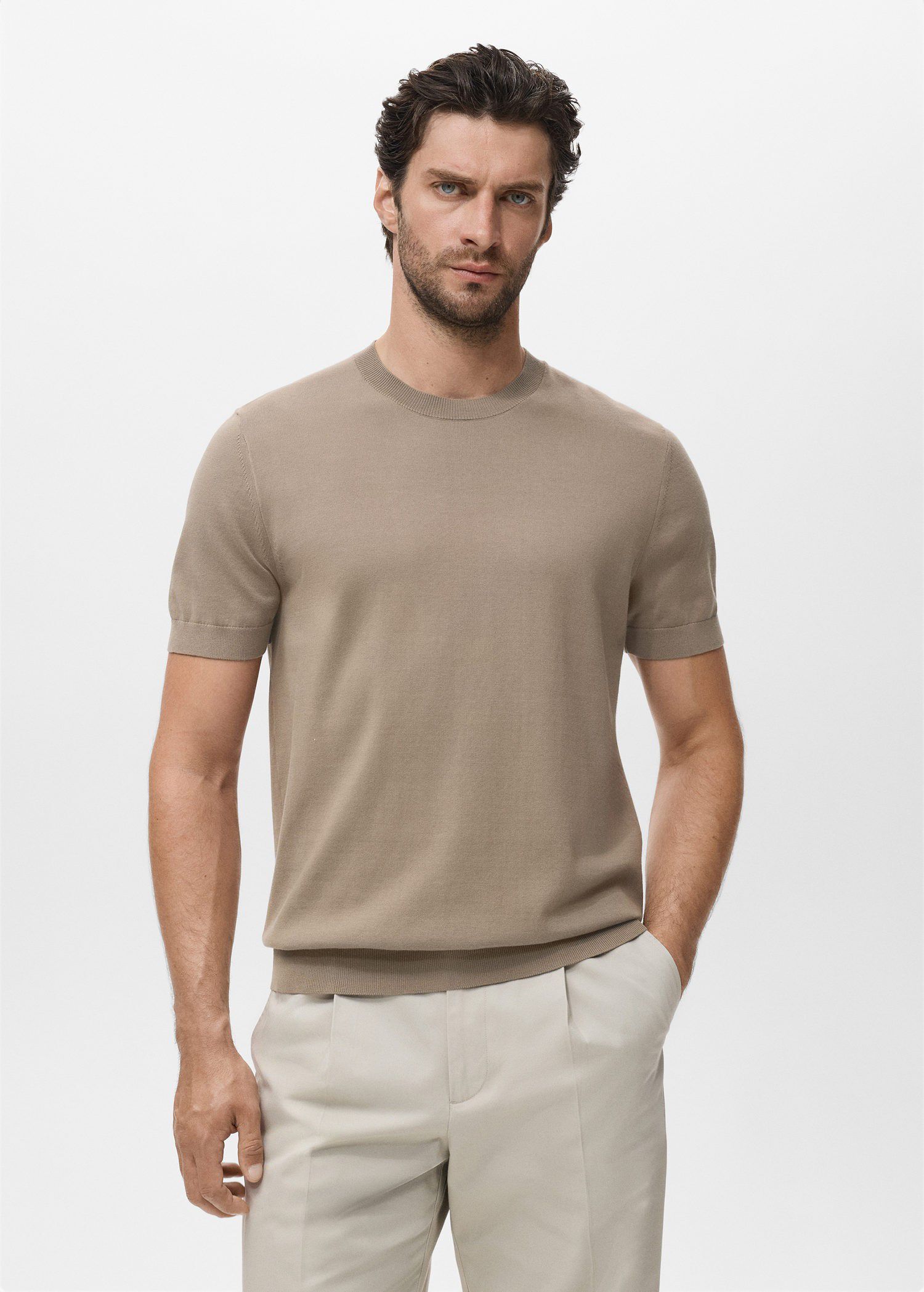 Cotton fine-knit t-shirt