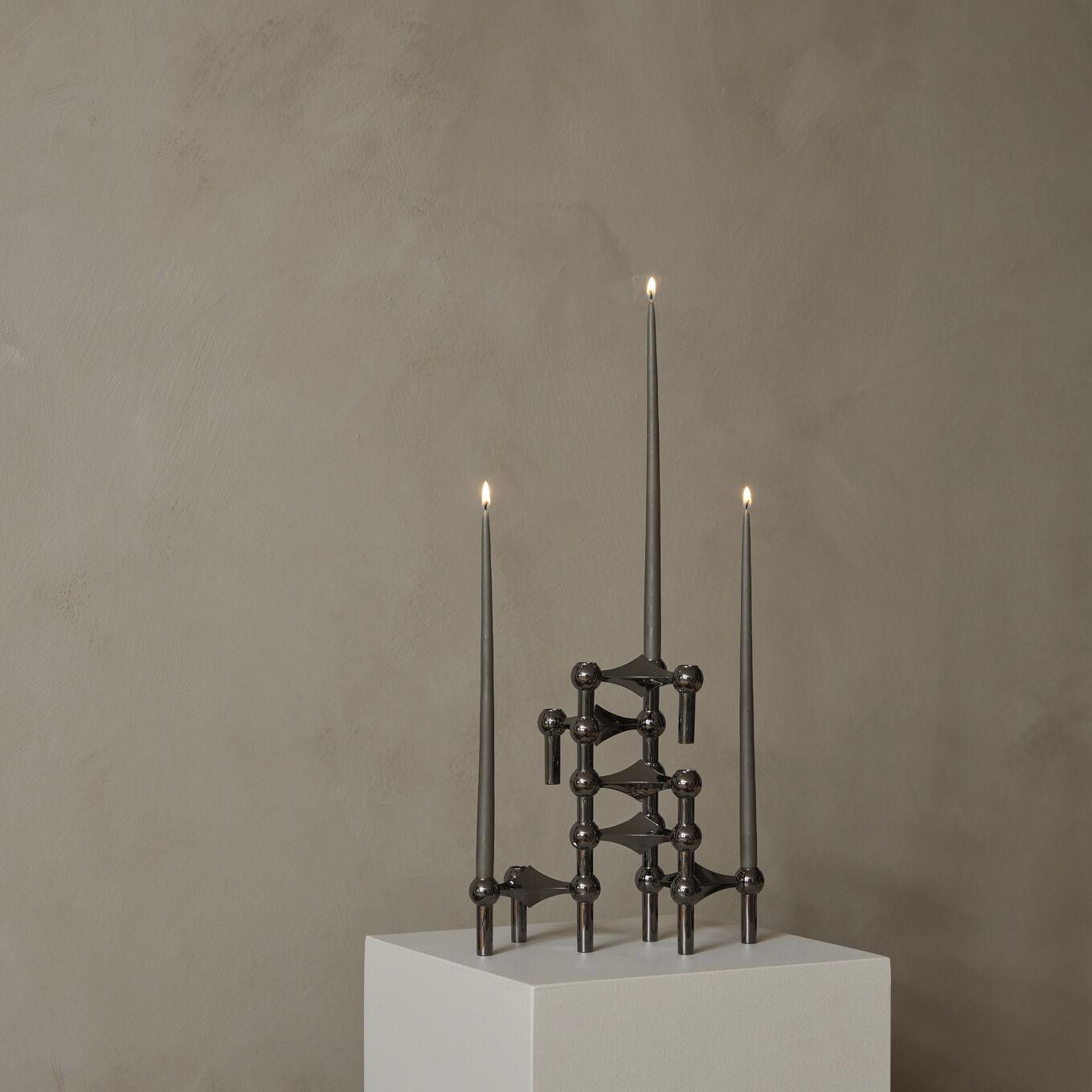 STOFF Nagel&reg; 3-pak lysestage sort krom