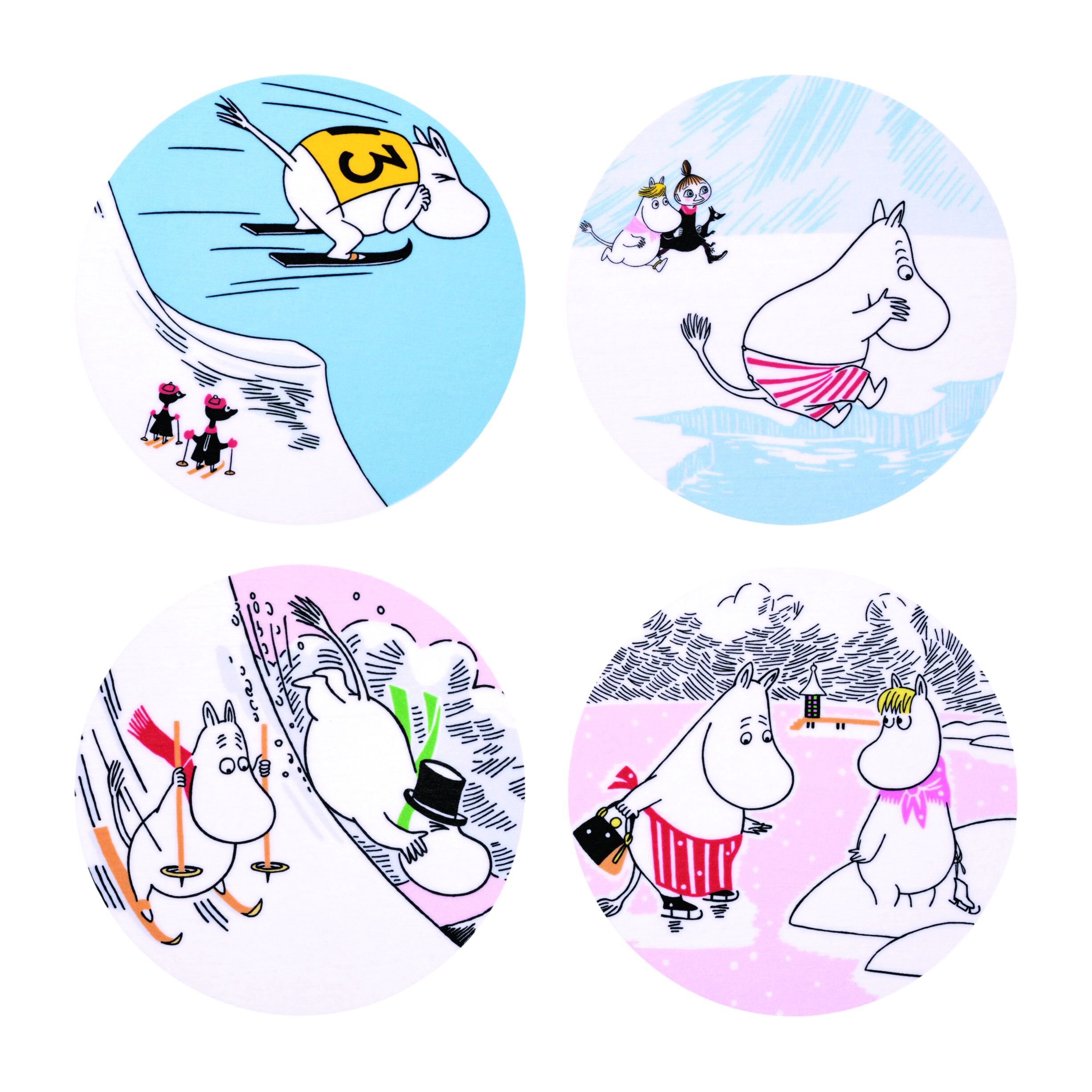 Moomin Arabia bordsk&aring;nere s&aelig;t 4stk Vinterbadning