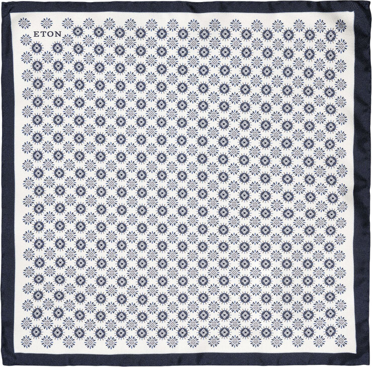 White Geometric Silk Pocket Square