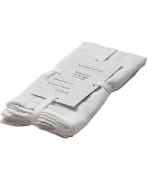LINEN/HVID, MUNDSERVIET, SÆT AF 2 S