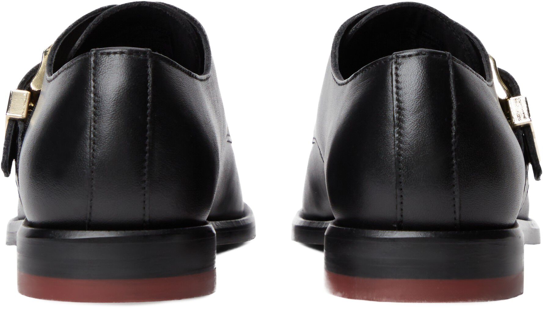 New York Label Leather Buckle Moc Toe Loafers