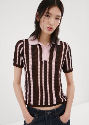 Knitted polo-neck sweater