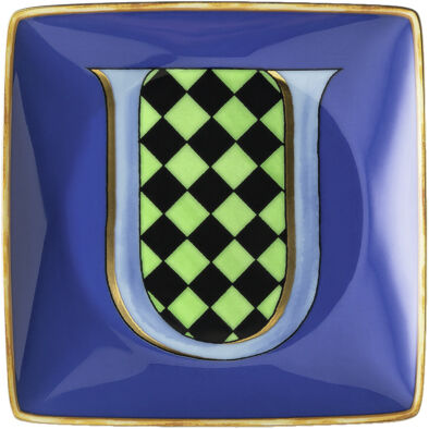 Bowl 12cm sq. flat, Holiday Alphabet U, Versace