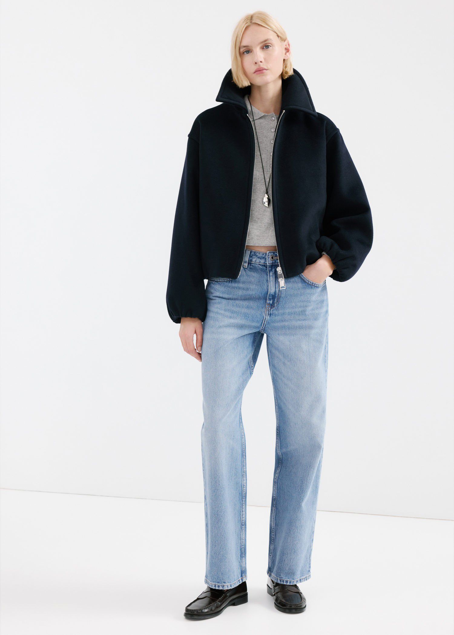 Straight low-waist cotton jeans