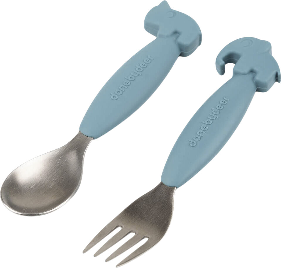 Easy-grip ske og gaffel s&aelig;t Deer friends Bl&aring;