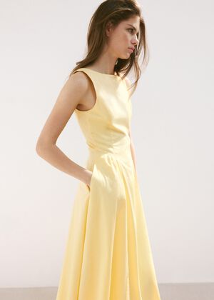 Boat-neck ruched dress