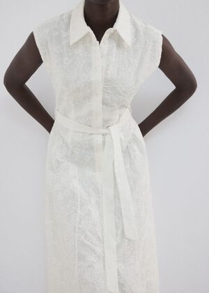 Embroidered belt dress
