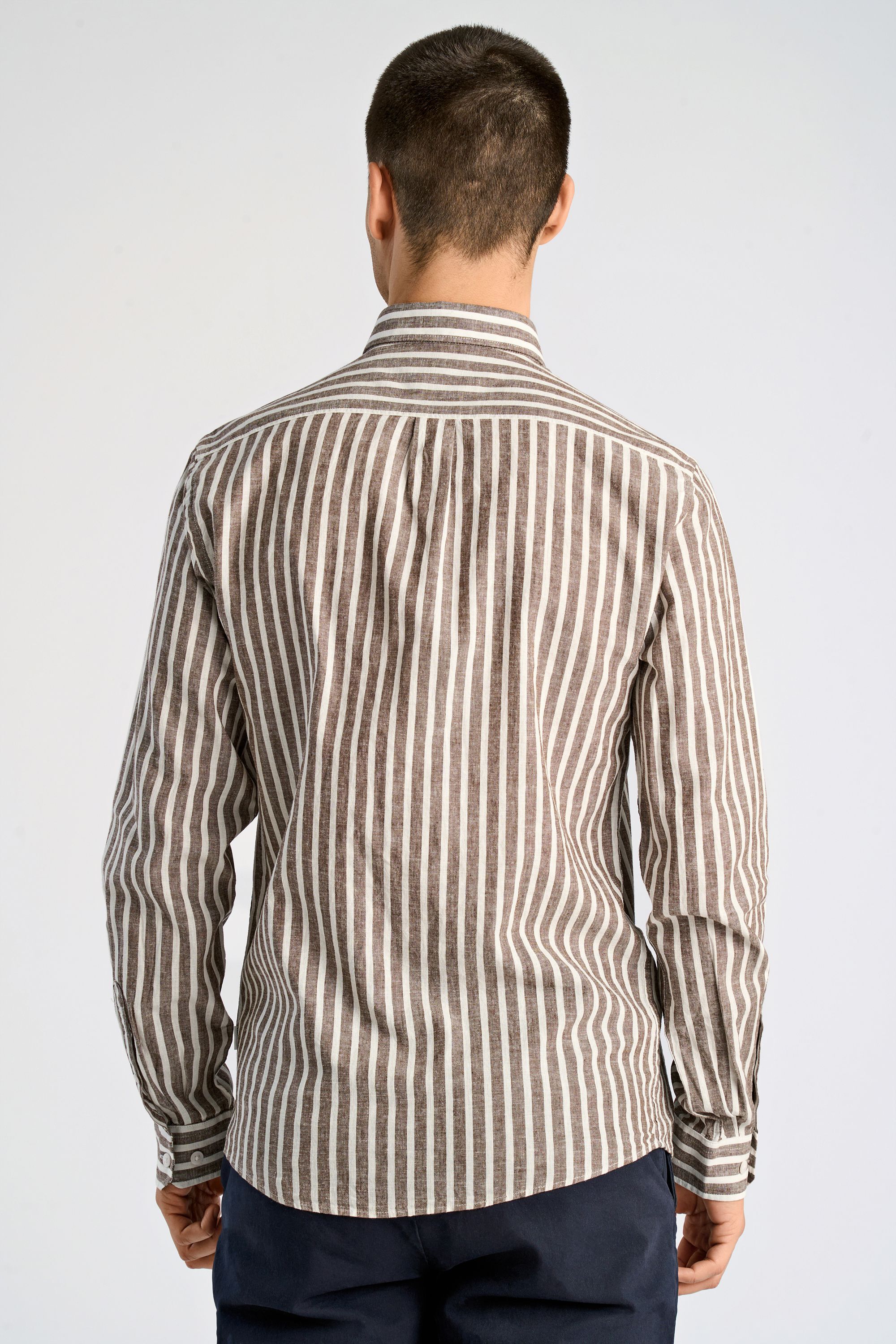 Striped cotton/linen shirt L/S