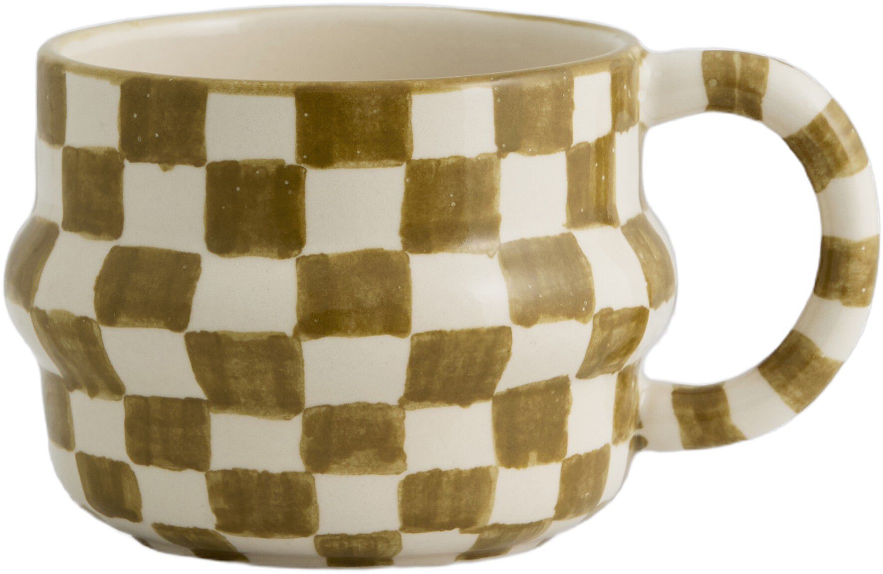 YSIA cup, check - green/ivory