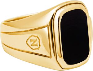 Men's Oblong Gold Plated Signet Ring with Onyx