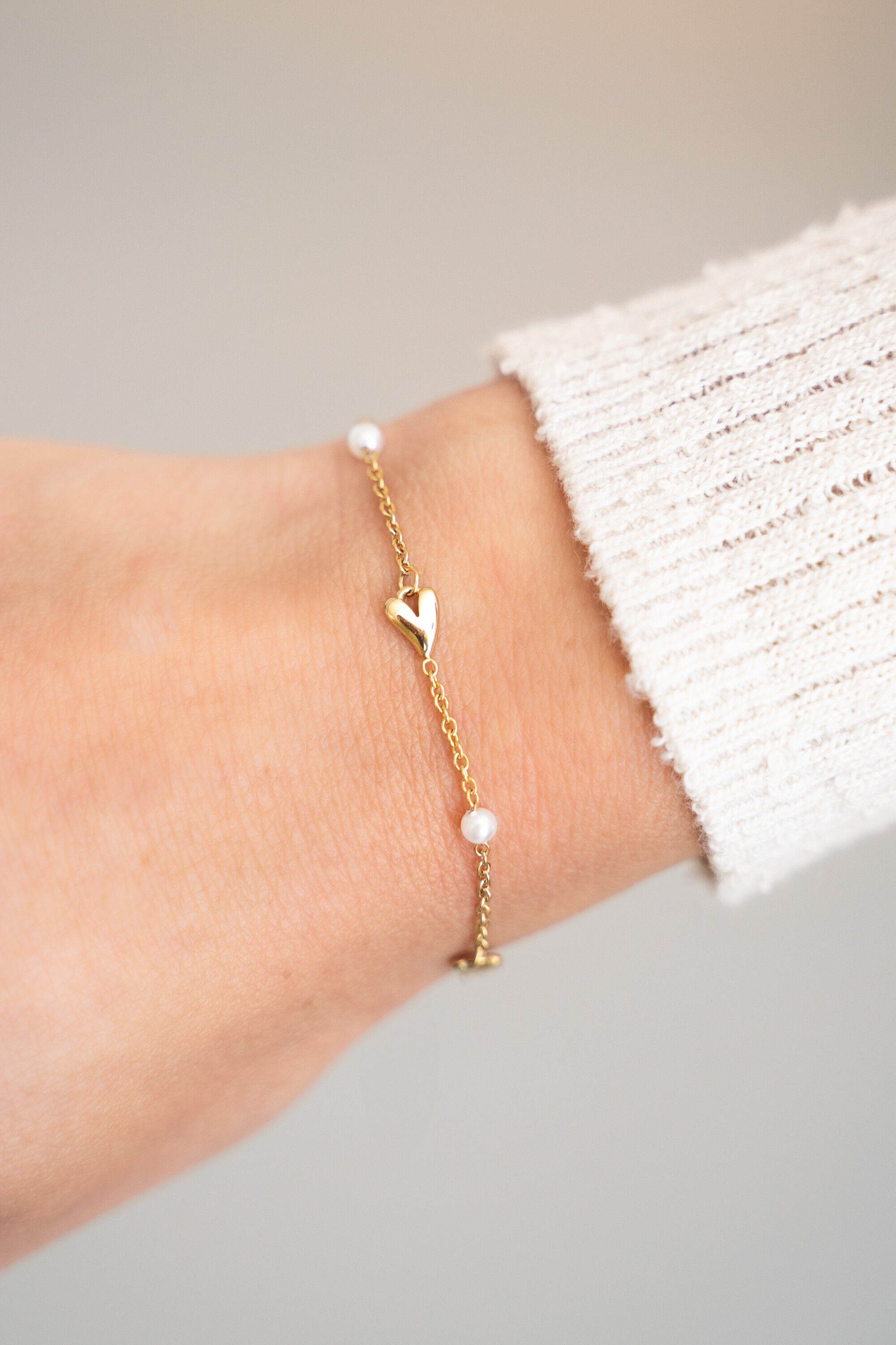 Bracelet hearts & pearls