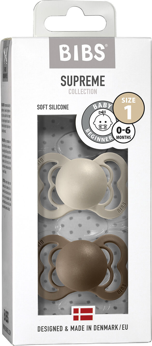 BIBS Supreme 2 PACK Silicone Size 1 Haze/Blossom