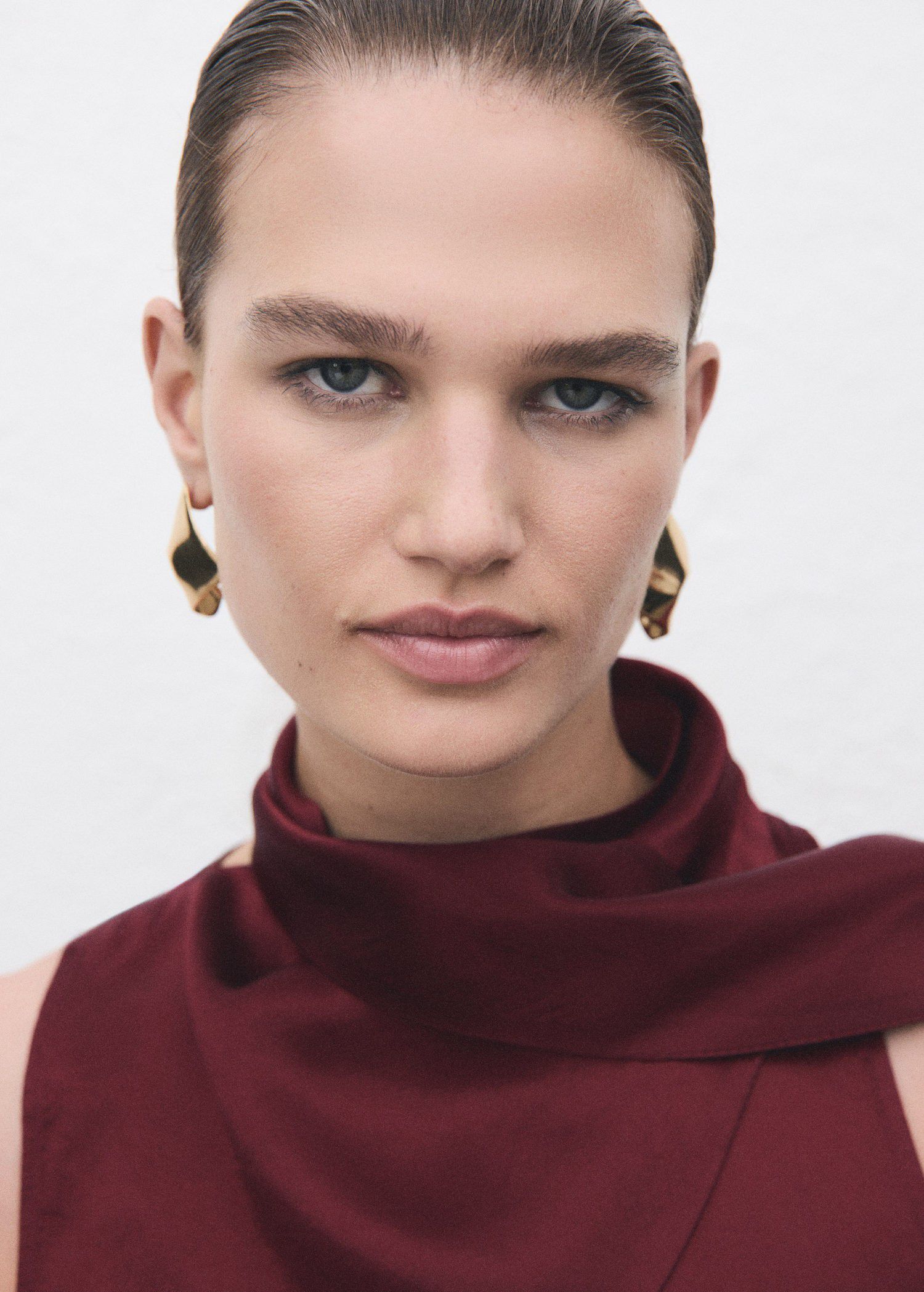 Satin blouse with foulard