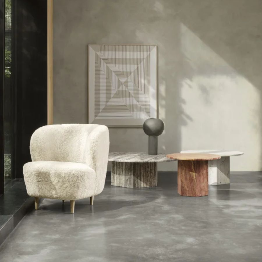 Stay Lounge Chair - Fully Upholstered, Small, Wooden legs (Base: Oak S