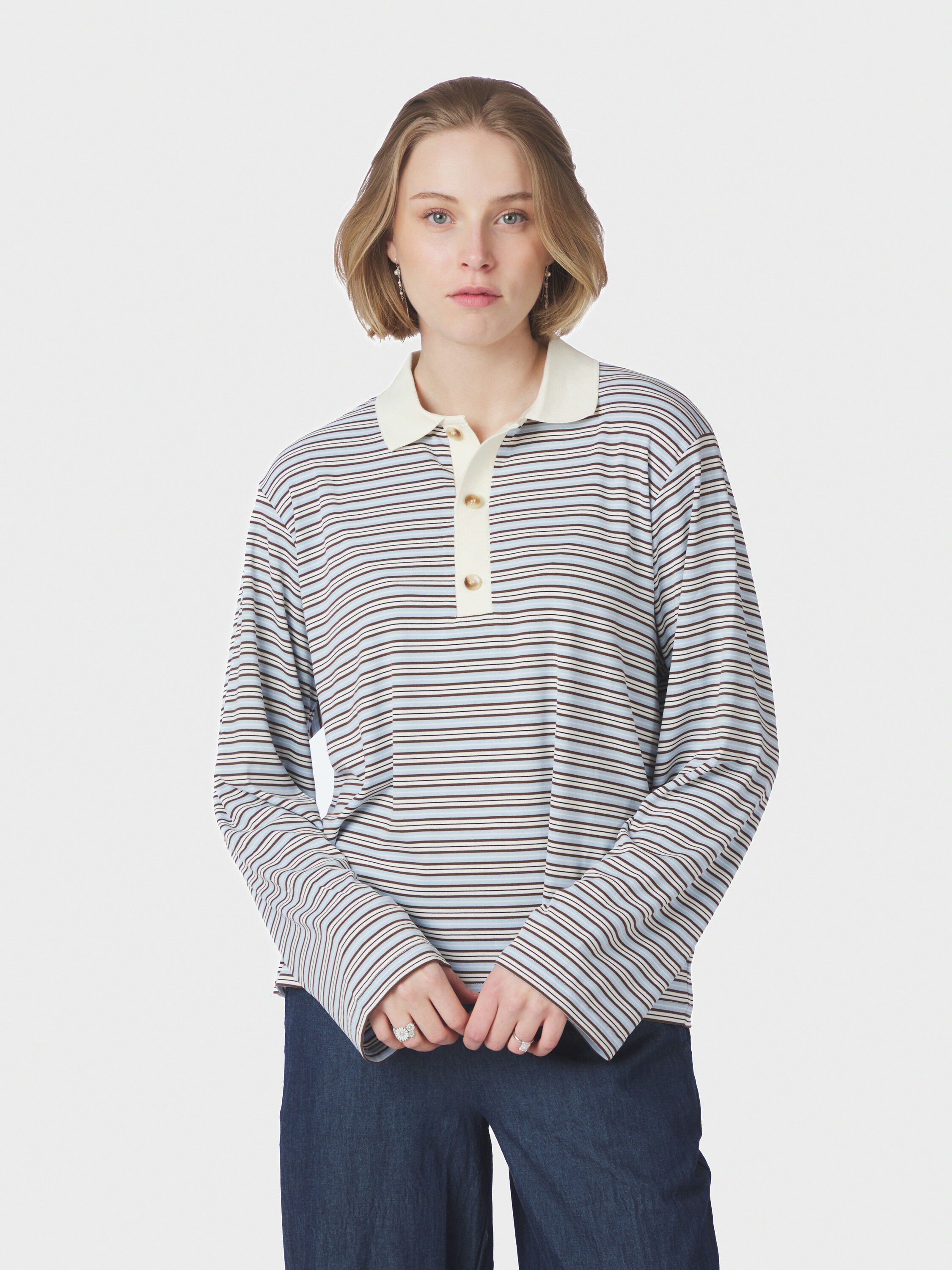 Lirenne Striped Polo Blouse