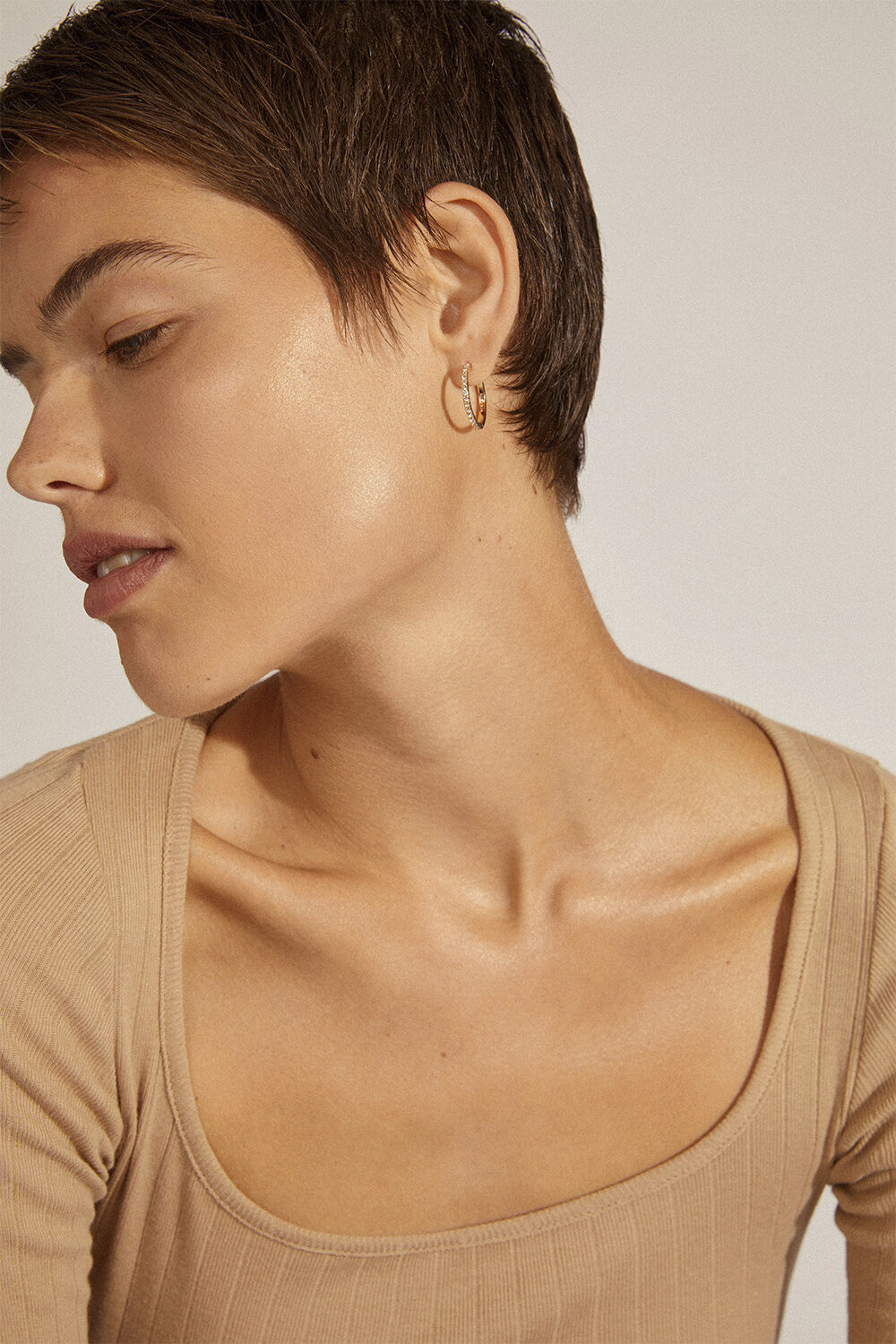 EBNA large crystal hoops gold-plated