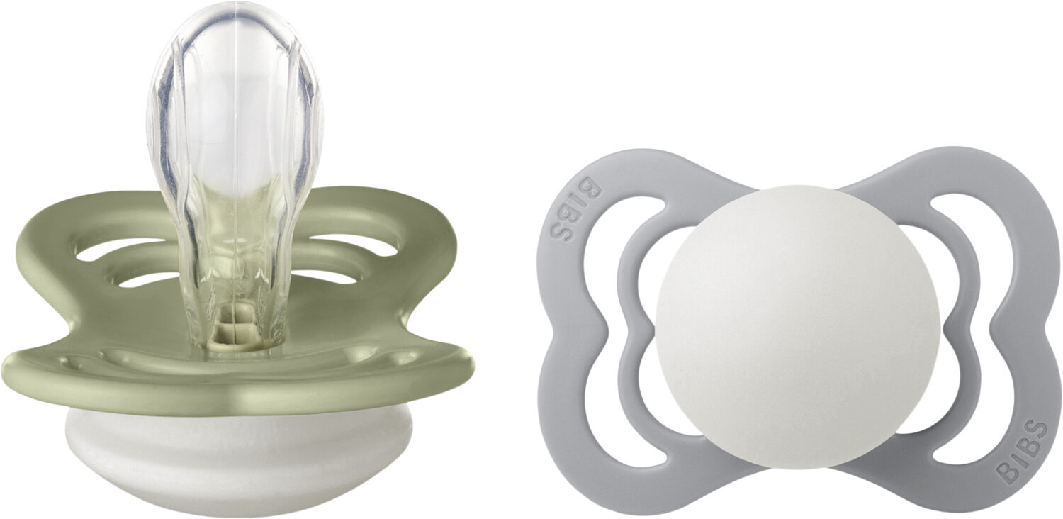 BIBS Supreme 2 PACK Silicone Size 1 Sage NIGHT/Cloud NIGHT