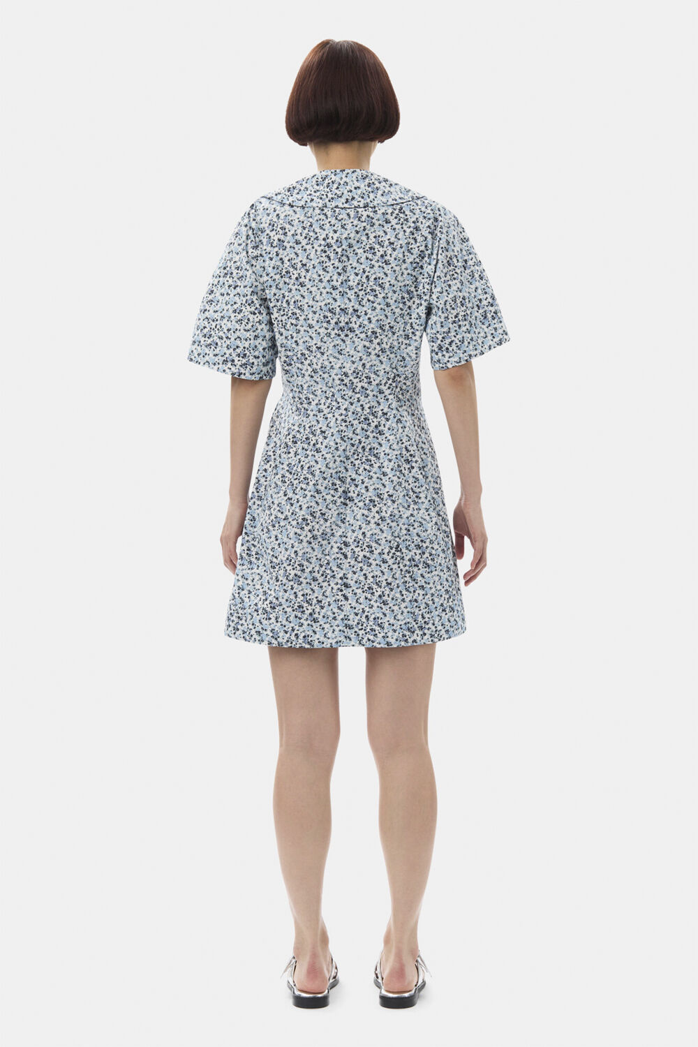 Printed Cotton Wrap Mini Dress