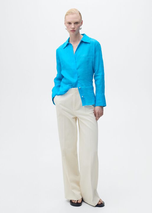 Ramie shirt with hidden buttons