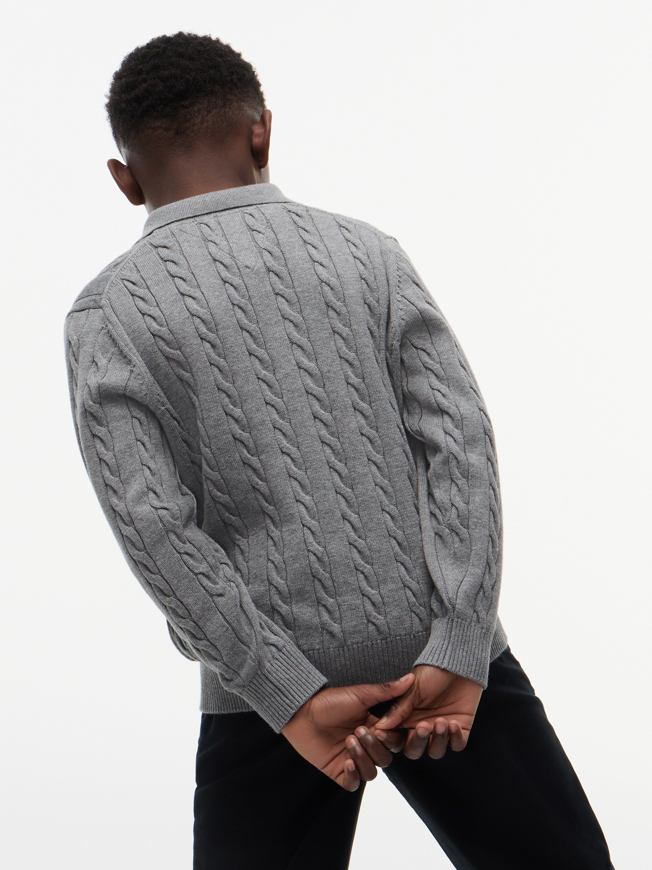 Cable Knit Polo Jumper