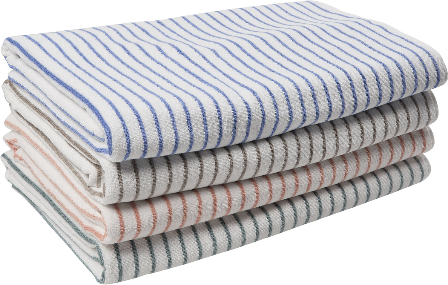 Beach towel 100x180cm smal strib lysebl&aring; GOTS