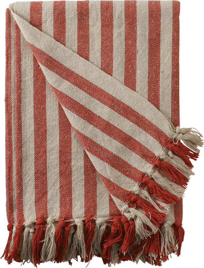 Plaid, Stribet-Orange/Natur, 130x180 cm