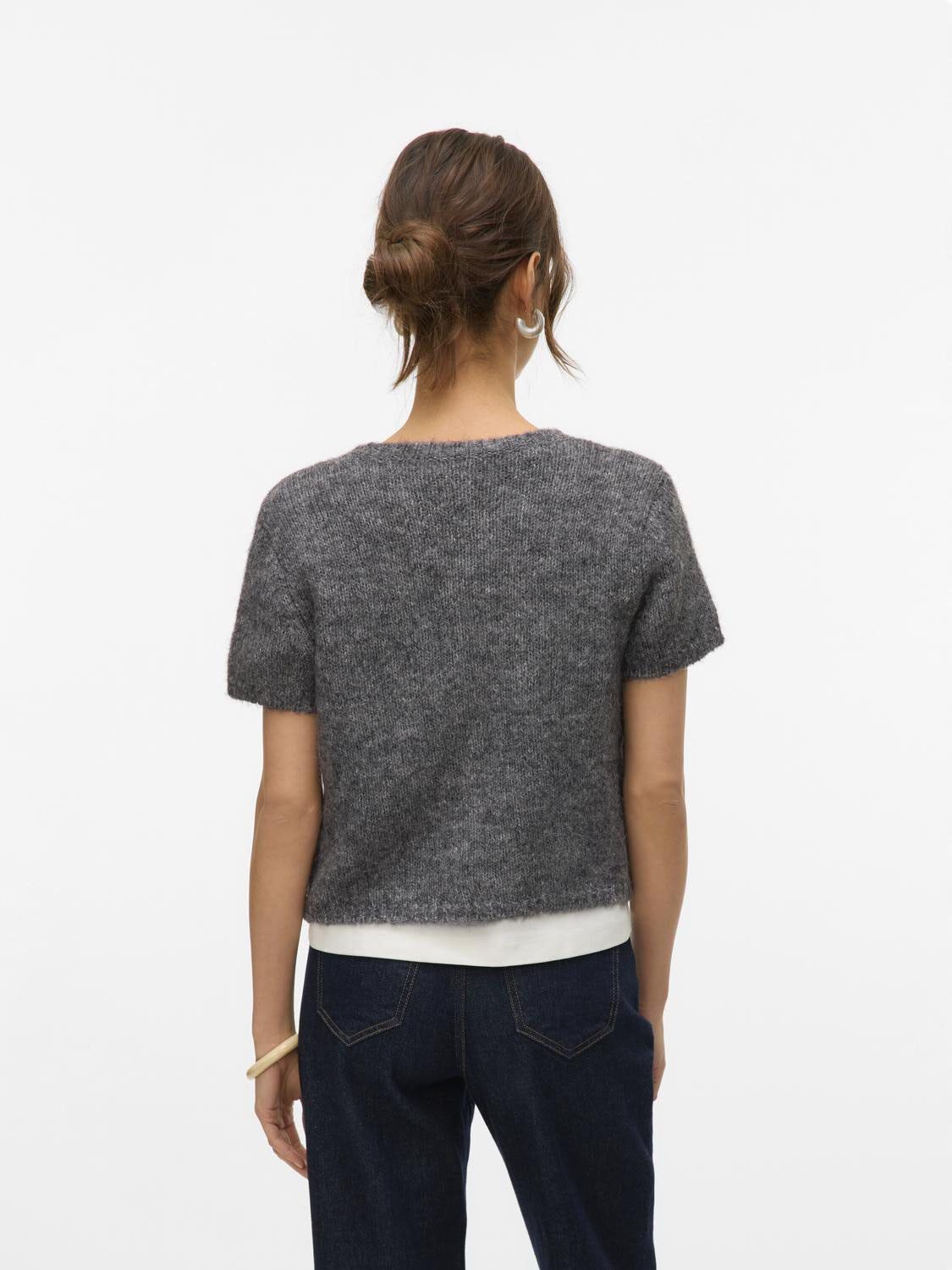 AWSILJA O-NECK SS SHORT KNIT CARDIG