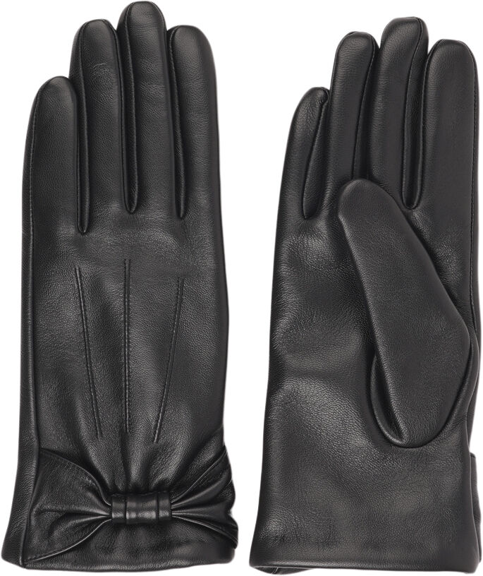 SONDRIO - BOW DETAIL LEATHER GLOVES WITH CASHMERE LINING