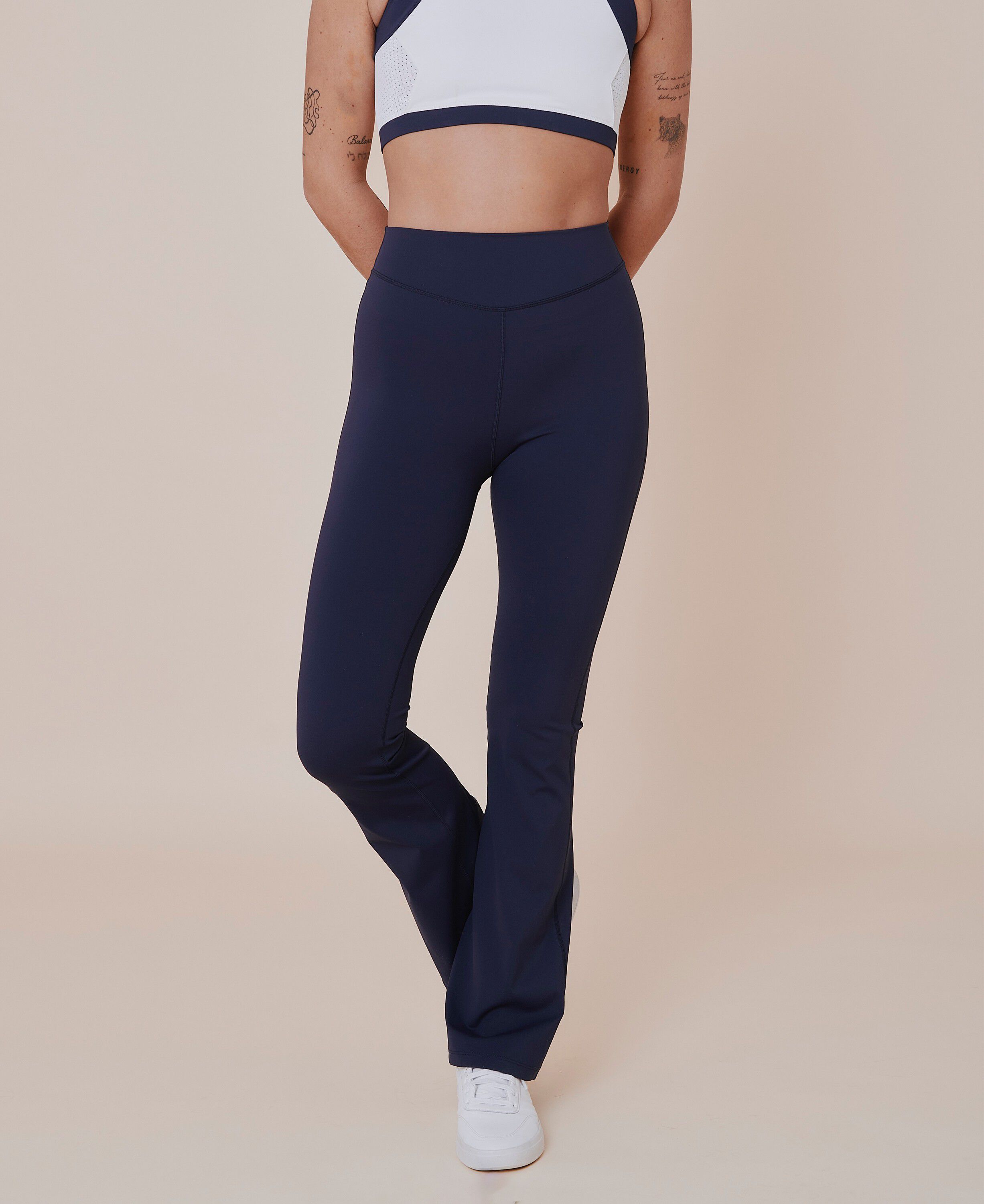 Sicilian high-waist flared leggings - Ocean