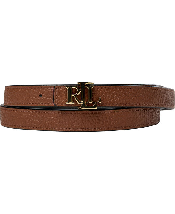 Logo Reversible Leather Skinny Belt