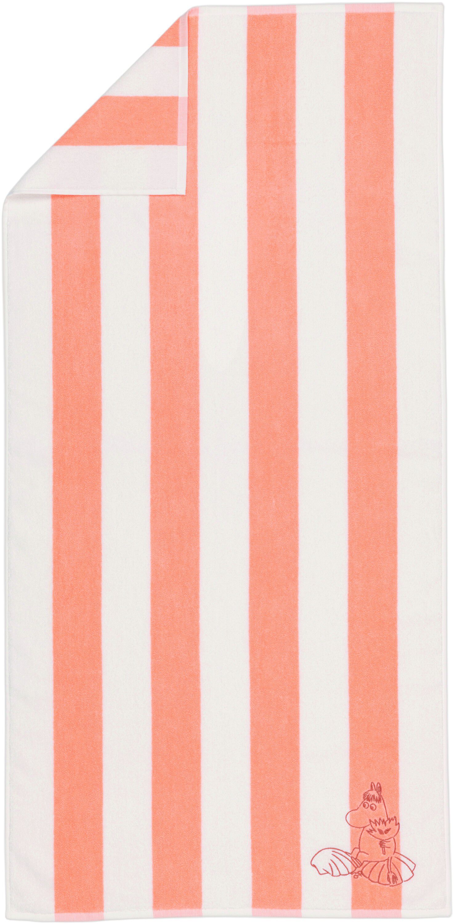 Moomin Arabia 70x140cm h&aring;ndkl&aelig;de Snorkfr&oslash;ken ferskenstribet GOTS