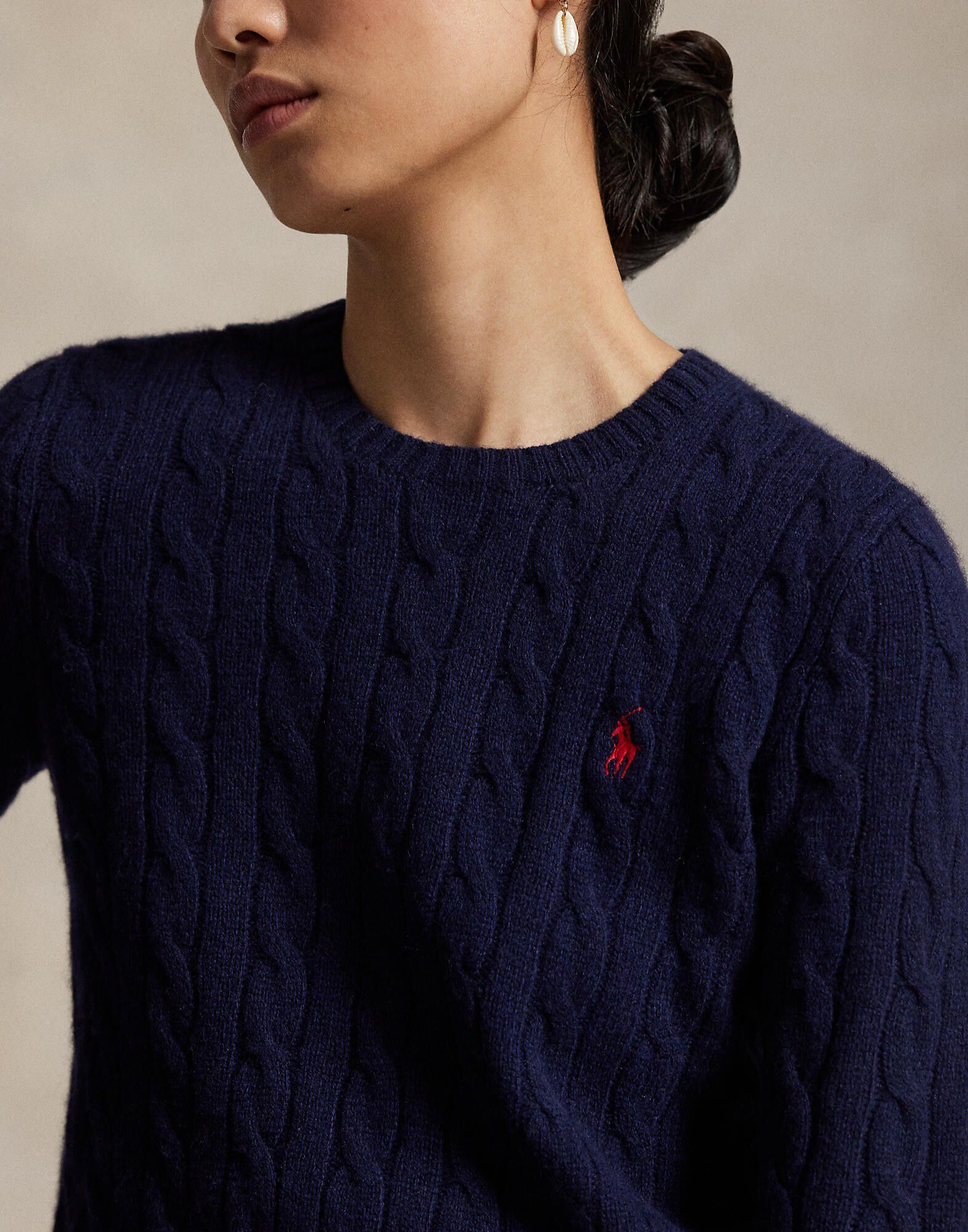 Cable Wool-Cashmere Crewneck Sweater
