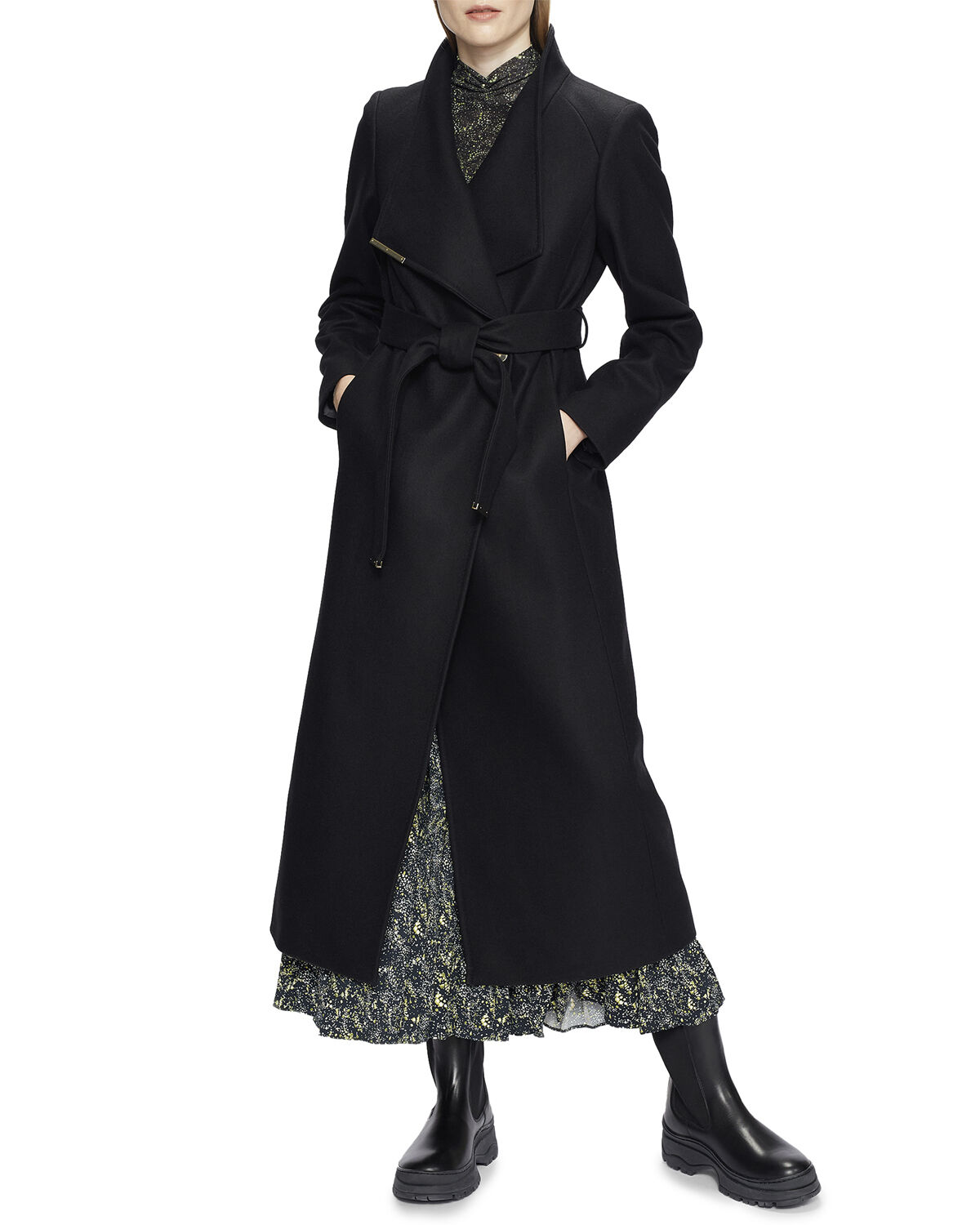 ROSELL Long Length Wool Wrap Coat