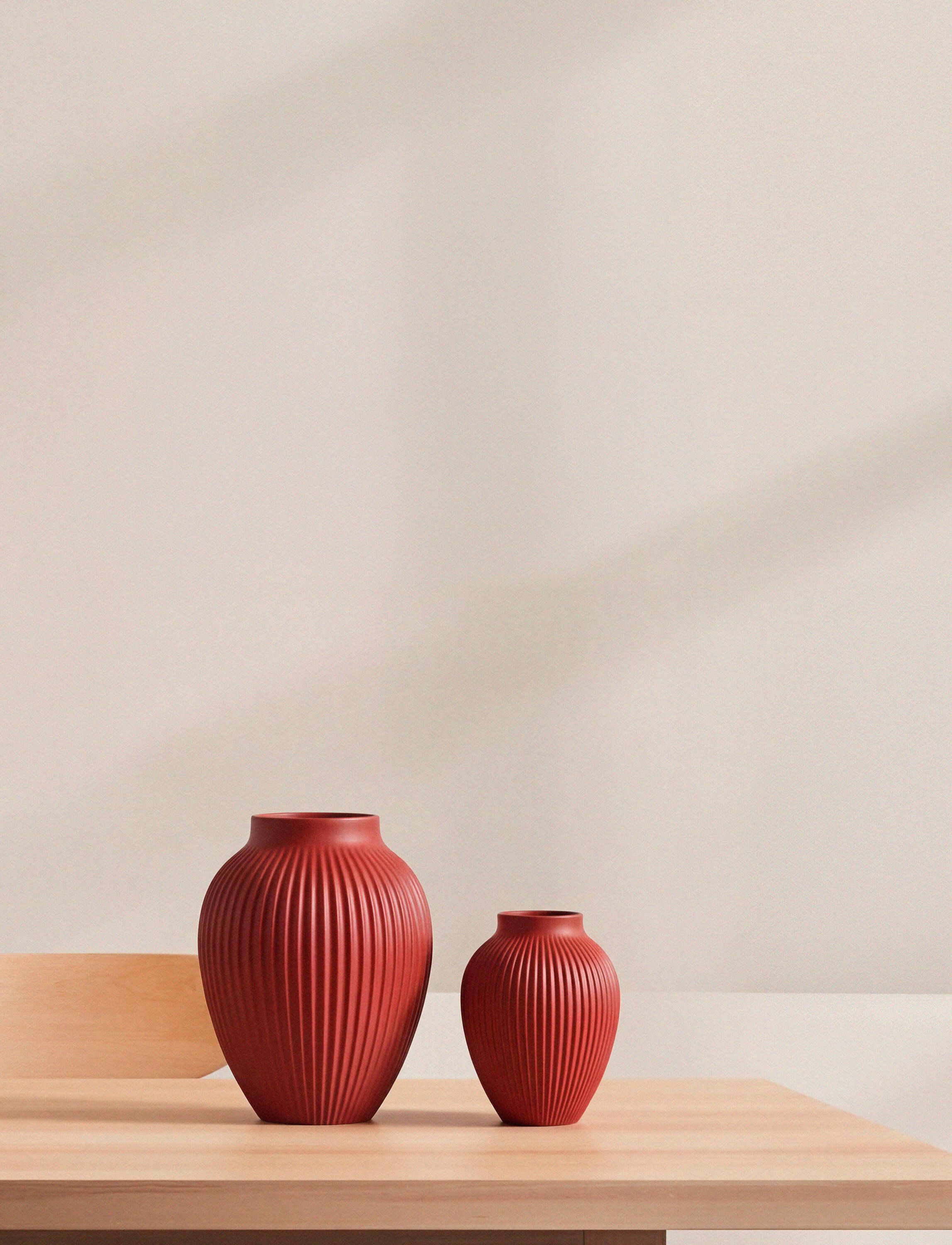 Knabstrup vas H 20 cm ripple soft cherry red